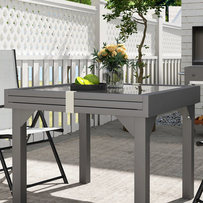 35"-71" Expandable Outdoor Table, Tempered Glass Top, Metal Frame, for 4-6 Person Patio Dinning Tables at Gallery Canada