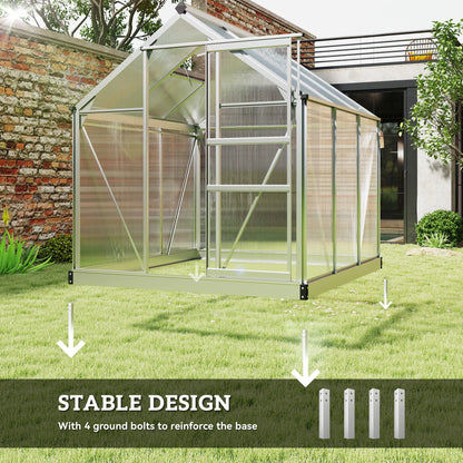 6' x 6' x 6.6' Polycarbonate Greenhouse, Walk-In Garden Kit, Silver Walk In Greenhouses at Gallery Canada