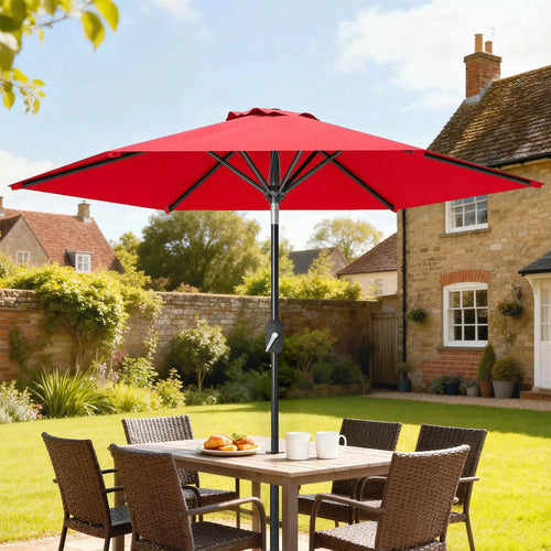 Patio Sun Umbrella, 6 Ribs, Wine Red
