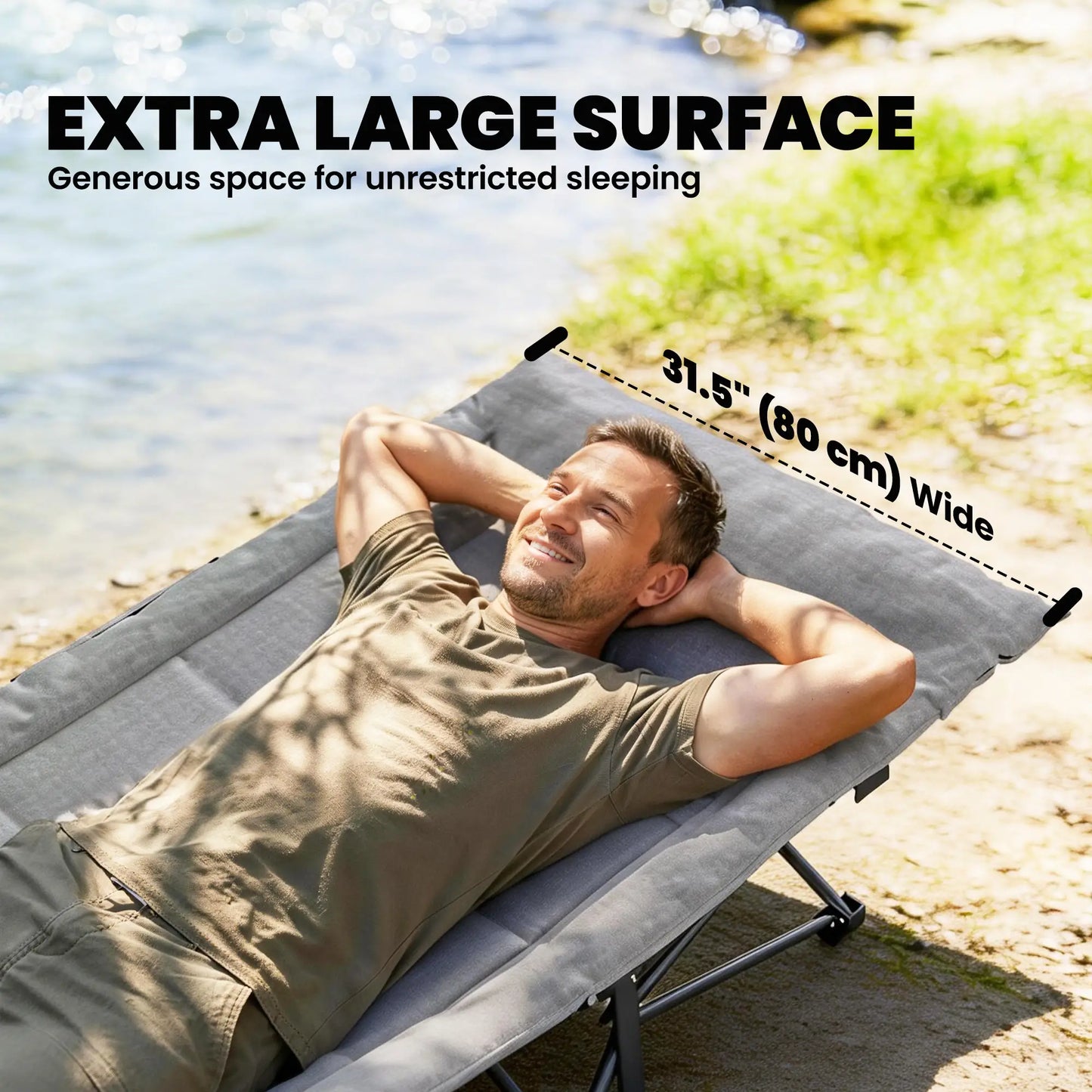 Camping Cot, 31.5" Wide, Padded Cushion, Carry Bag, Non-Slip Feet, Grey Camping Cots at Gallery Canada