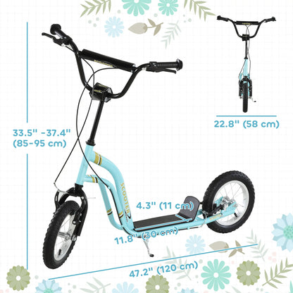 Dual Brakes Kick Scooter, 12-Inch Inflatable Wheel, Age 5+, Blue Scooters at Gallery Canada