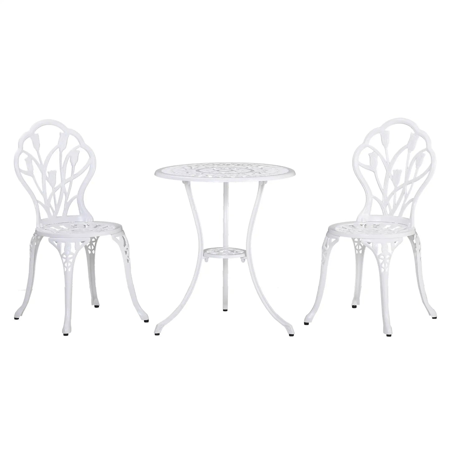 3 Pc Patio Bistro Set, Outdoor Cast Aluminum Table and Chairs, White Bistro Sets White at Gallery Canada