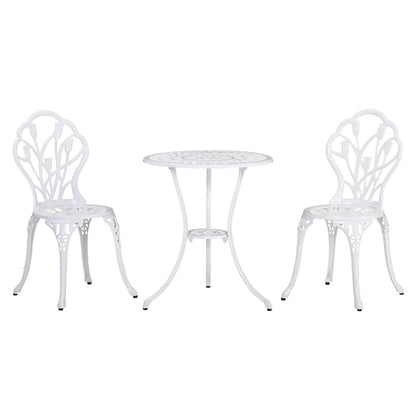 3 Pc Patio Bistro Set, Outdoor Cast Aluminum Table and Chairs, White Bistro Sets White at Gallery Canada