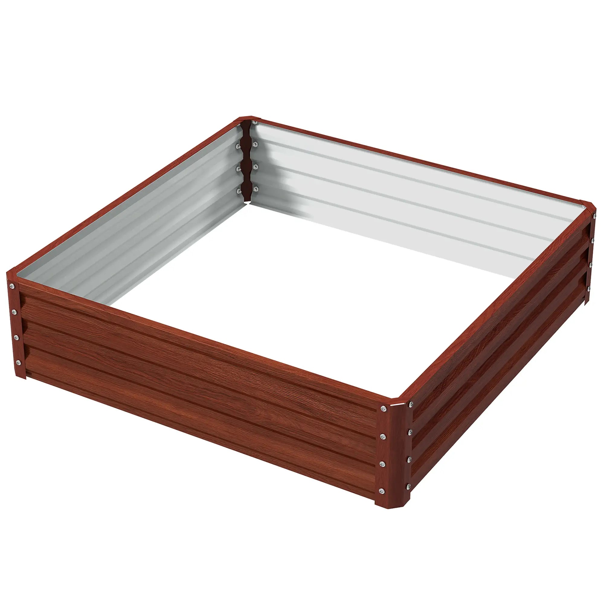4'x4'x1' Raised Garden Bed, Galvanized Steel Planter, Dark Brown Galvanized Planter Boxes Dark Brown Wood Effect at Gallery Canada