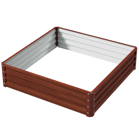 4'x4'x1' Raised Garden Bed, Galvanized Steel Planter, Dark Brown Galvanized Planter Boxes Dark Brown Wood Effect at Gallery Canada