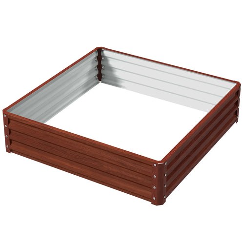 4'x4'x1' Raised Garden Bed, Galvanized Steel Planter, Dark Brown