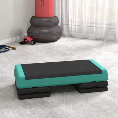 Adjustable Exercise Step Platform, 3-Level with Risers 4", 6", 8" Aerobic Stepper, 550lbs Weight Capacity, Green Aerobic Equipment at Gallery Canada
