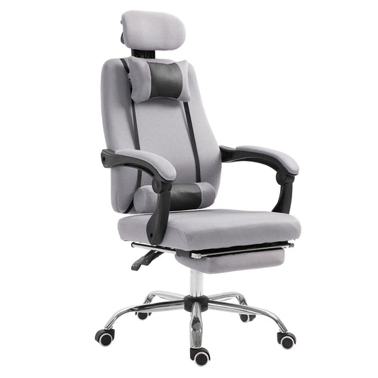 Ergonomic High Back Office Chair, Footrest, Lumbar Support, Grey Executive & Manager Chairs Grey at Gallery Canada