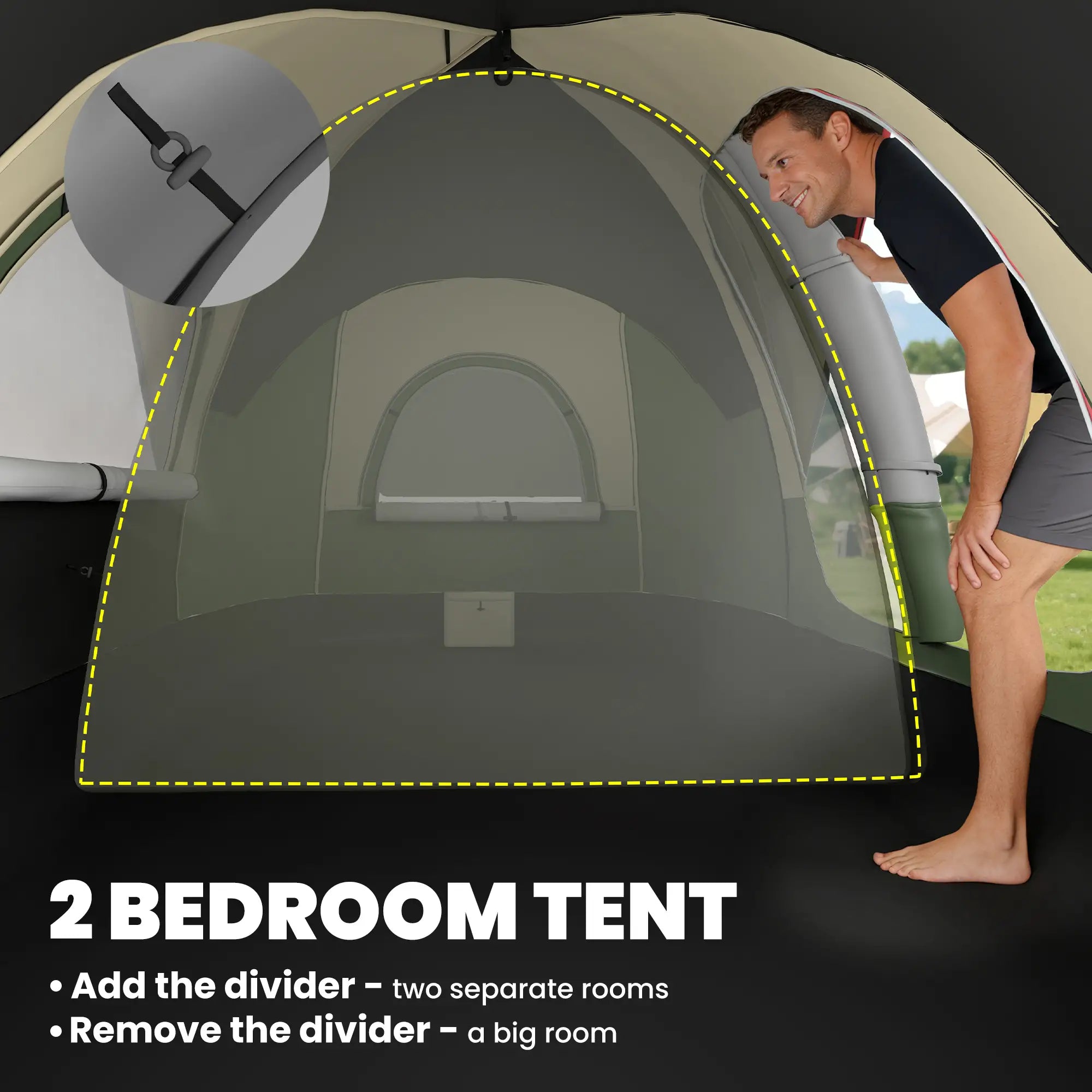 6-8 Person Camping Tent, 2000mm Waterproof, Carry Bag, Dark Green Camping Tents at Gallery Canada