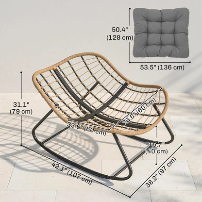 Papasan Rocking Chair, Oversized With Cushion, Grey Outdoor Rocking Chairs at Gallery Canada