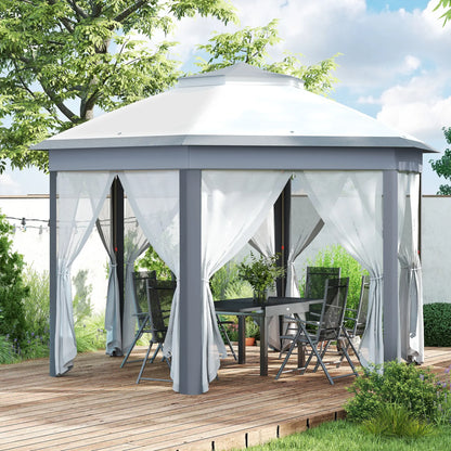 13' x 13' Hexagon Pop Up Canopy Tent, Netting, Carry Bag, Grey Pop Up Canopies at Gallery Canada