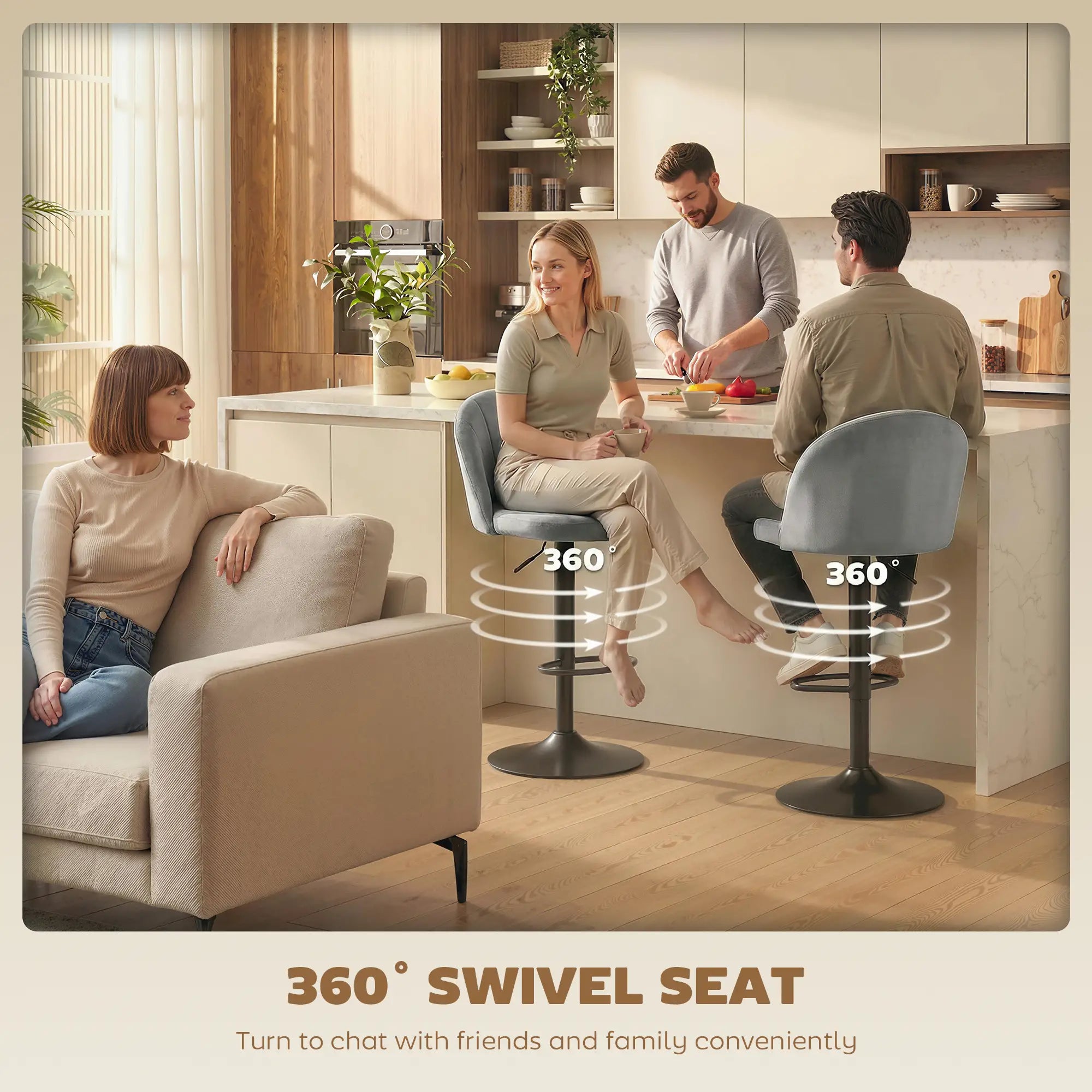 Swivel Counter Height Barstools Set of 2, Grey Bar Stools at Gallery Canada