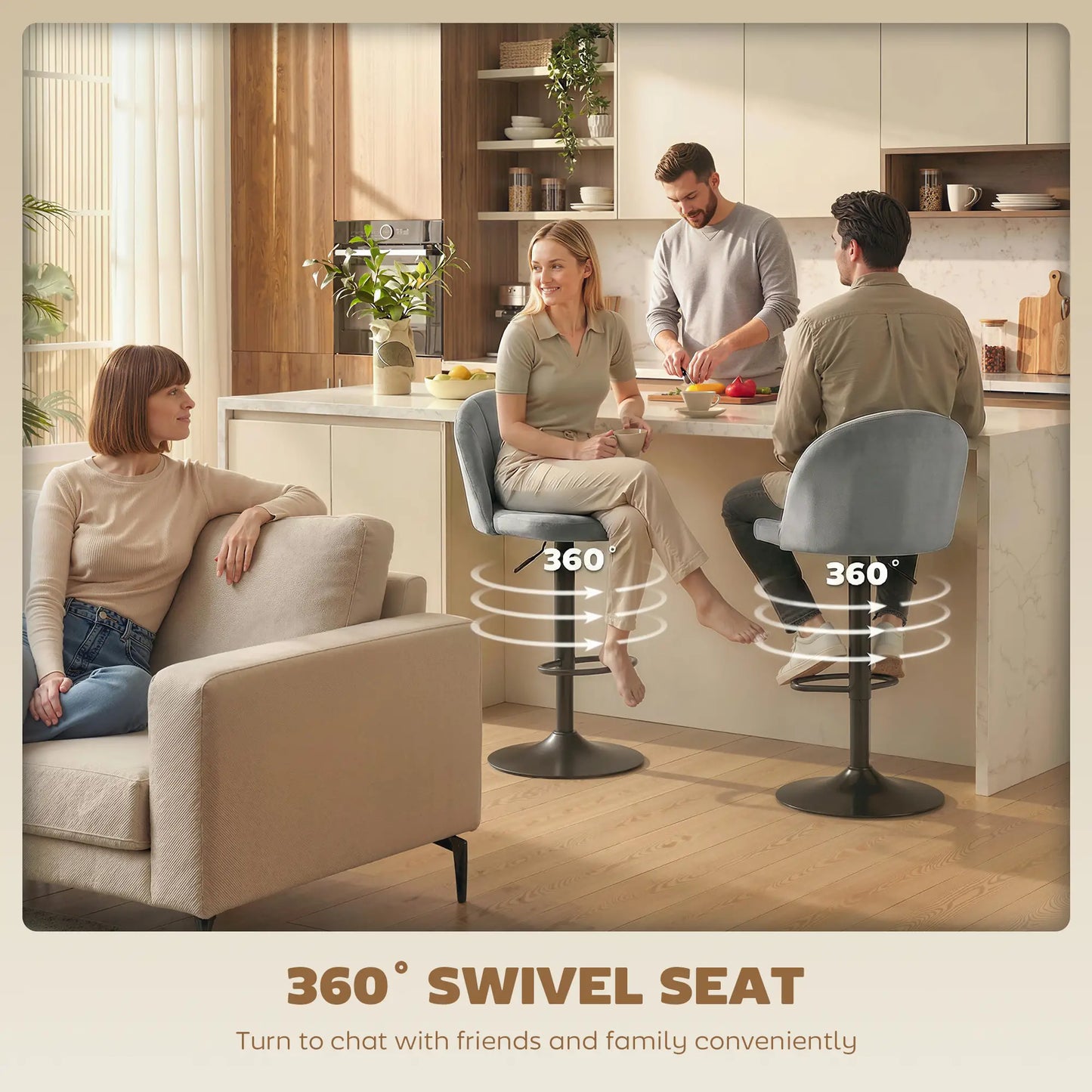 Swivel Counter Height Barstools Set of 2, Grey Bar Stools at Gallery Canada