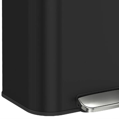 13.2 Gallon Slim Trash Can, Stainless Steel, Black