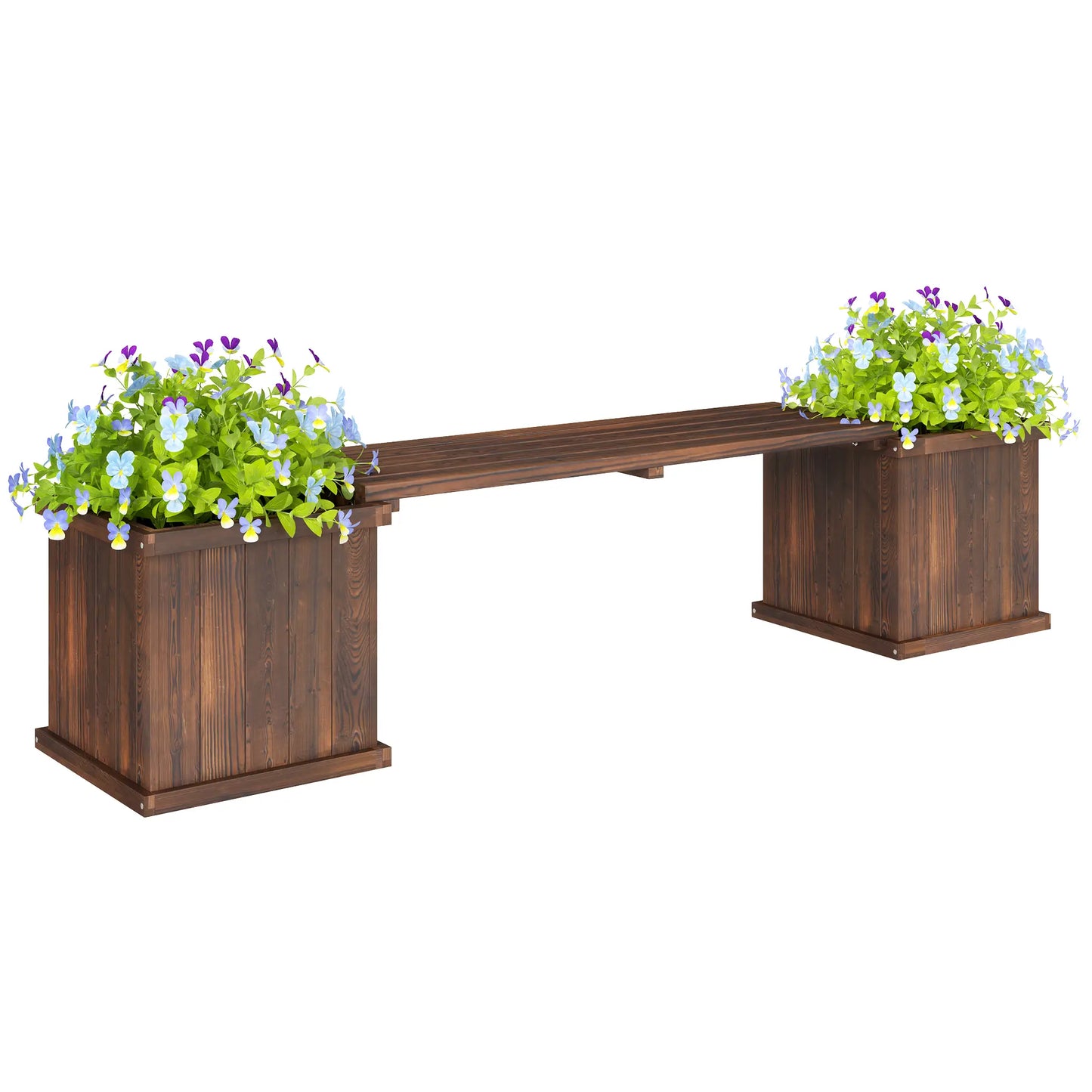 Raised Garden Bed Bench Planter, 69.25" x 15" x 15.75", Carbonized Raised Garden Beds at Gallery Canada