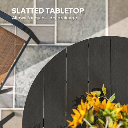 46.5" Round Outdoor Dining Table For 6, Slatted Top, Black Patio Dining Tables at Gallery Canada