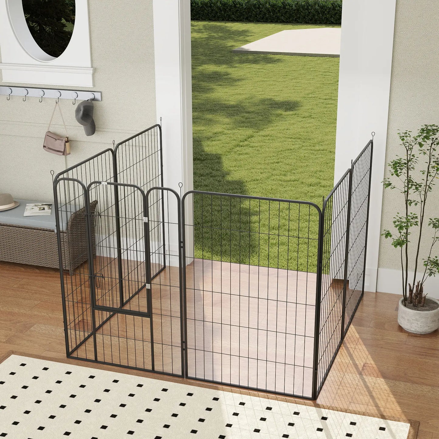 8 Panel Pet Playpen, Heavy Duty Metal, Foldable, Indoor Outdoor, 47"H Houses, Kennels & Pens at Gallery Canada