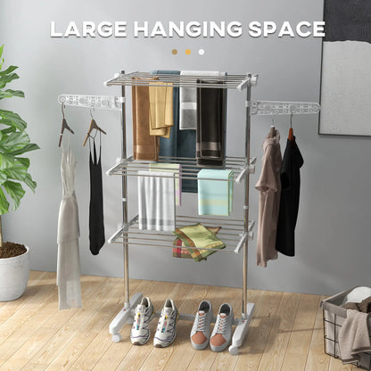 3-Tier Foldable Clothes Drying Rack, Stainless Steel, White Bath Accessories at Gallery Canada
