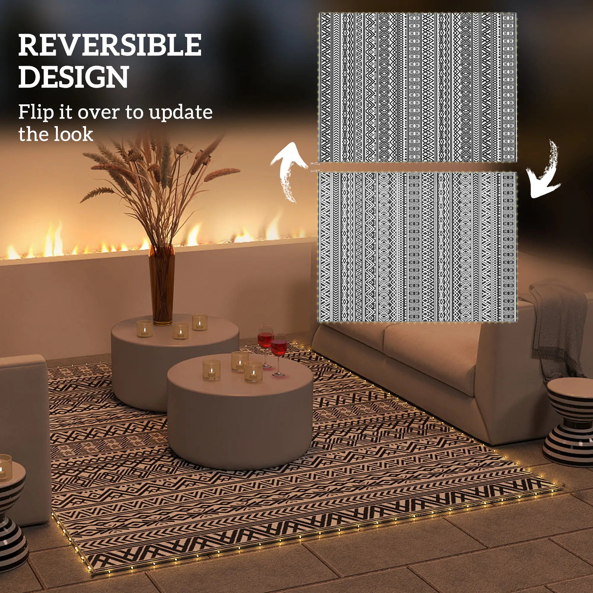 Reversible Outdoor Rug With USB Lights, 12' x 9', Carry Bag For Camping Outdoor Reversible Rugs at Gallery Canada
