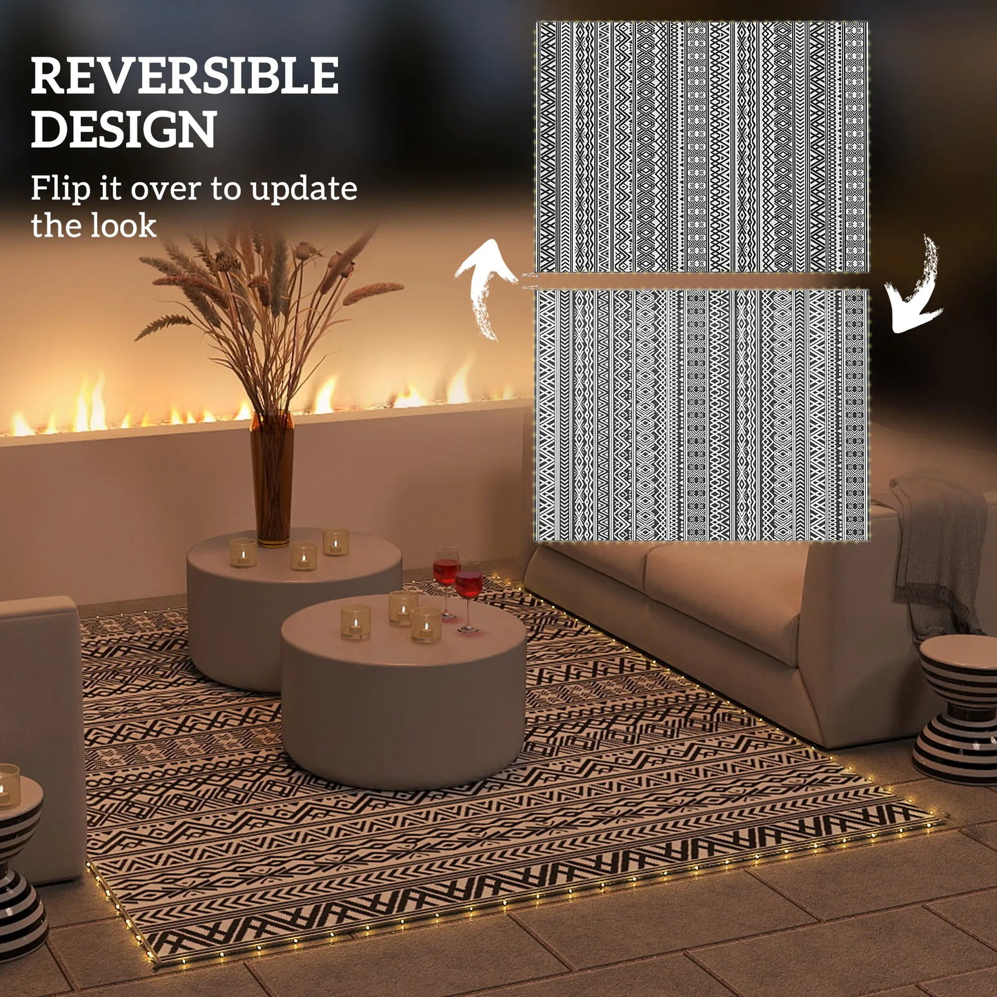 Reversible Outdoor Rug With USB Lights, 12' x 9', Carry Bag For Camping Outdoor Reversible Rugs at Gallery Canada
