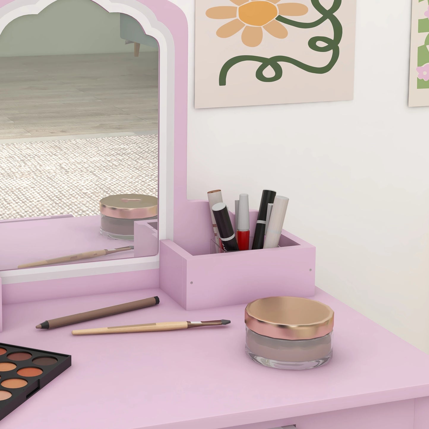 Makeup Vanity With Mirror, Stool, Cloud Design, 3-6 Years, Pink Toy Vanity at Gallery Canada