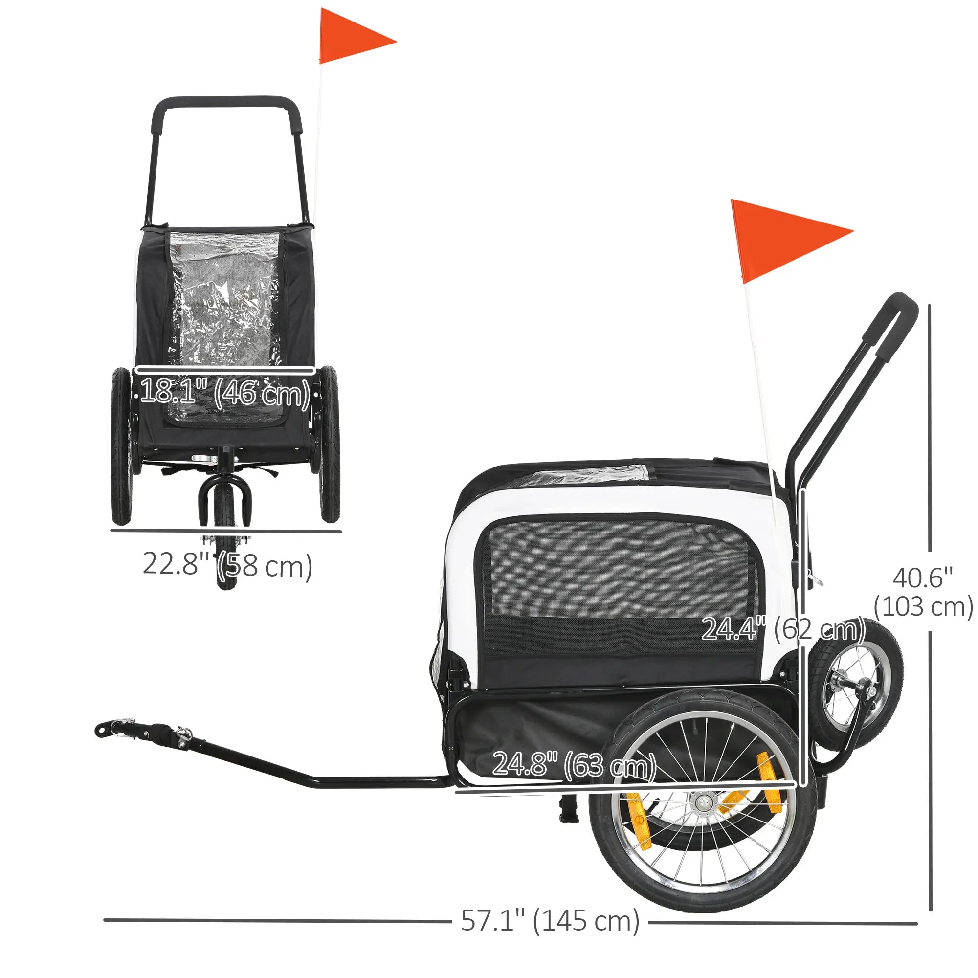 Dog Bike Trailer And Stroller, Safety Leash, Hitch, Flag, Reflectors, Cushion, Grey Dog Bike Trailers & Strollers at Gallery Canada