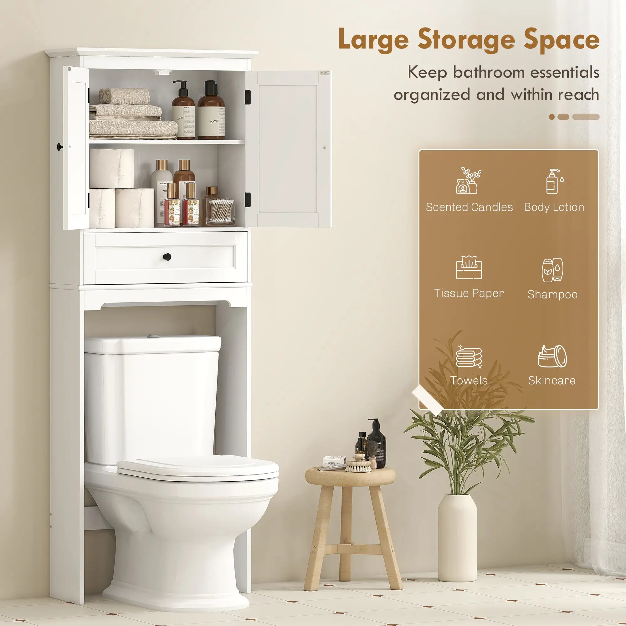 Over The Toilet Storage Cabinet, With Drawer And Adjustable Shelf, White Over The Toilet Storage at Gallery Canada