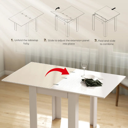 55" Extendable Dining Table for 4-6 Person, Kitchen Table, White Dining Tables at Gallery Canada
