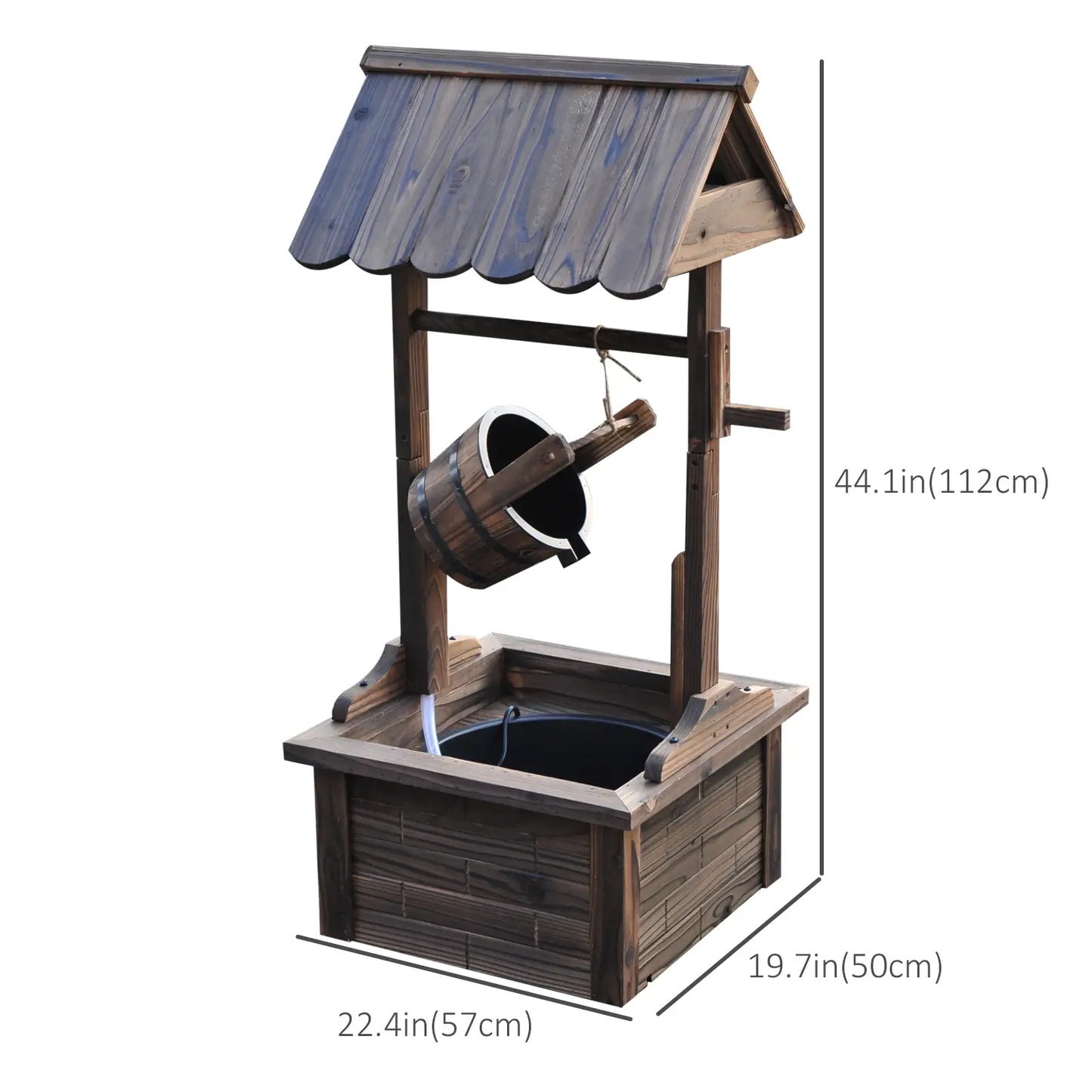 Wooden Well Wishing Fountain, Outdoor Electric Pump Water Bucket, Patio Garden, Carbonized Water Fountains at Gallery Canada