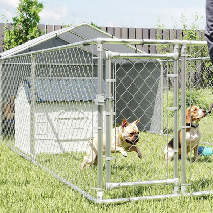 Galvanized Steel Dog Kennel, Outdoor, Waterproof UV-Resistant Cover, 19.7' x 7.5' x 4.9' Houses, Kennels & Pens at Gallery Canada