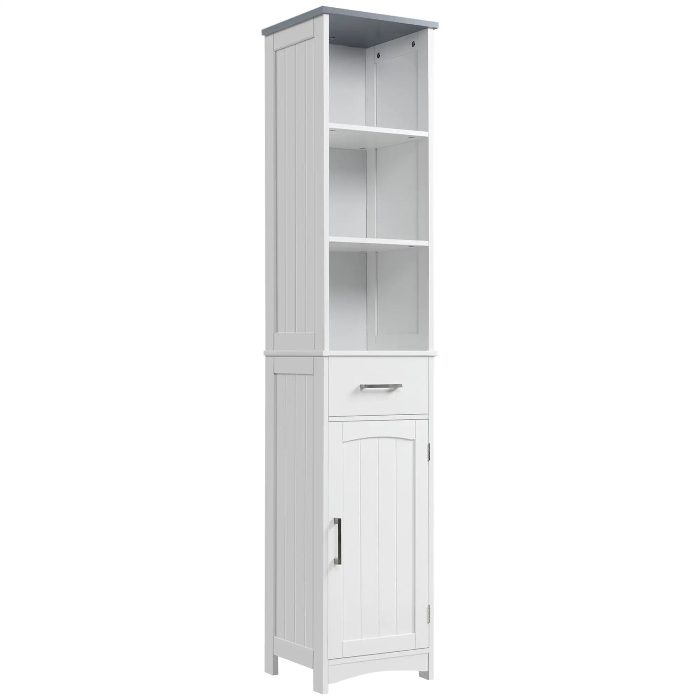 Tall Bathroom Storage Cabinet, 3 Tier Shelf with Drawer, White Bathroom Cabinets White, Grey at Gallery Canada