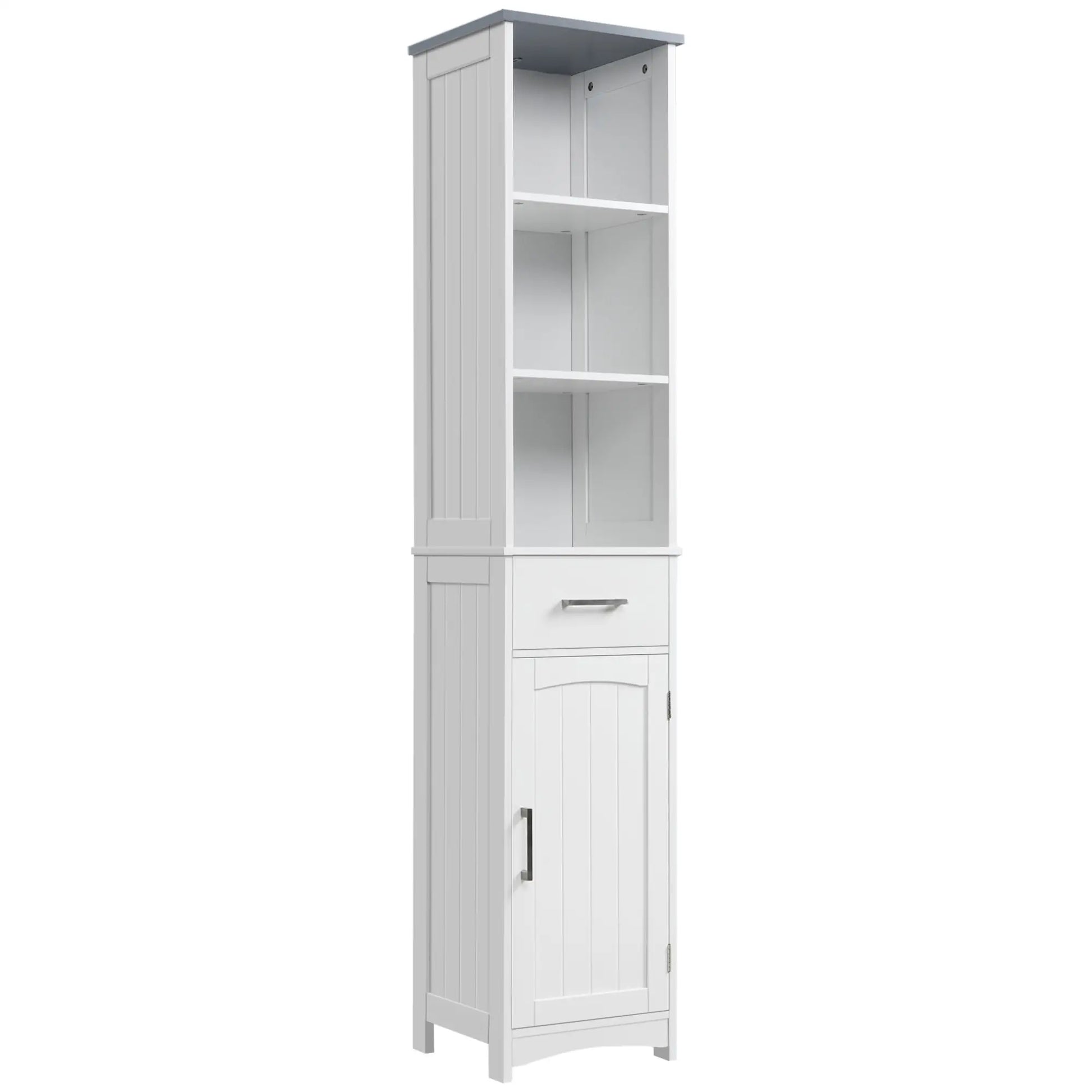 Tall Bathroom Storage Cabinet, 3 Tier Shelf with Drawer, White Bathroom Cabinets White, Grey at Gallery Canada