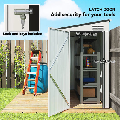 4' x 8' Outdoor Metal Storage Shed With Lockable Door, White Sheds at Gallery Canada