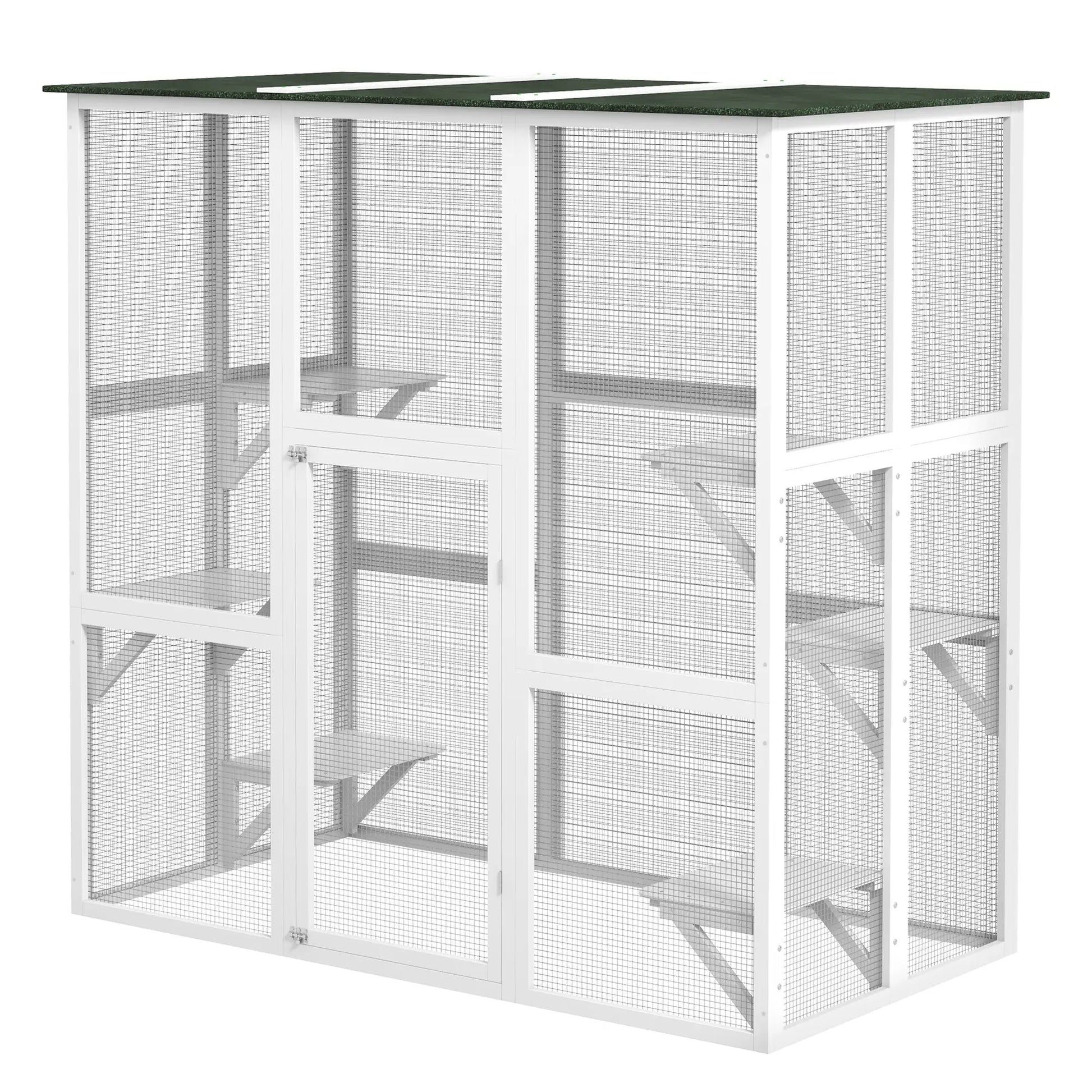 Large Outdoor Catio Enclosure, Wooden Cat Patio, 70.9" x 38.6" x 70.9", White Outdoor Cat Enclosures White at Gallery Canada