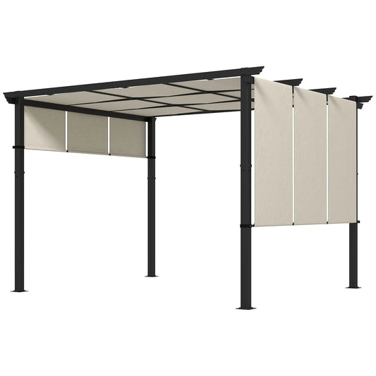 10' x 12' Metal Pergola With Retractable Canopy, For Garden Patio Backyard Deck