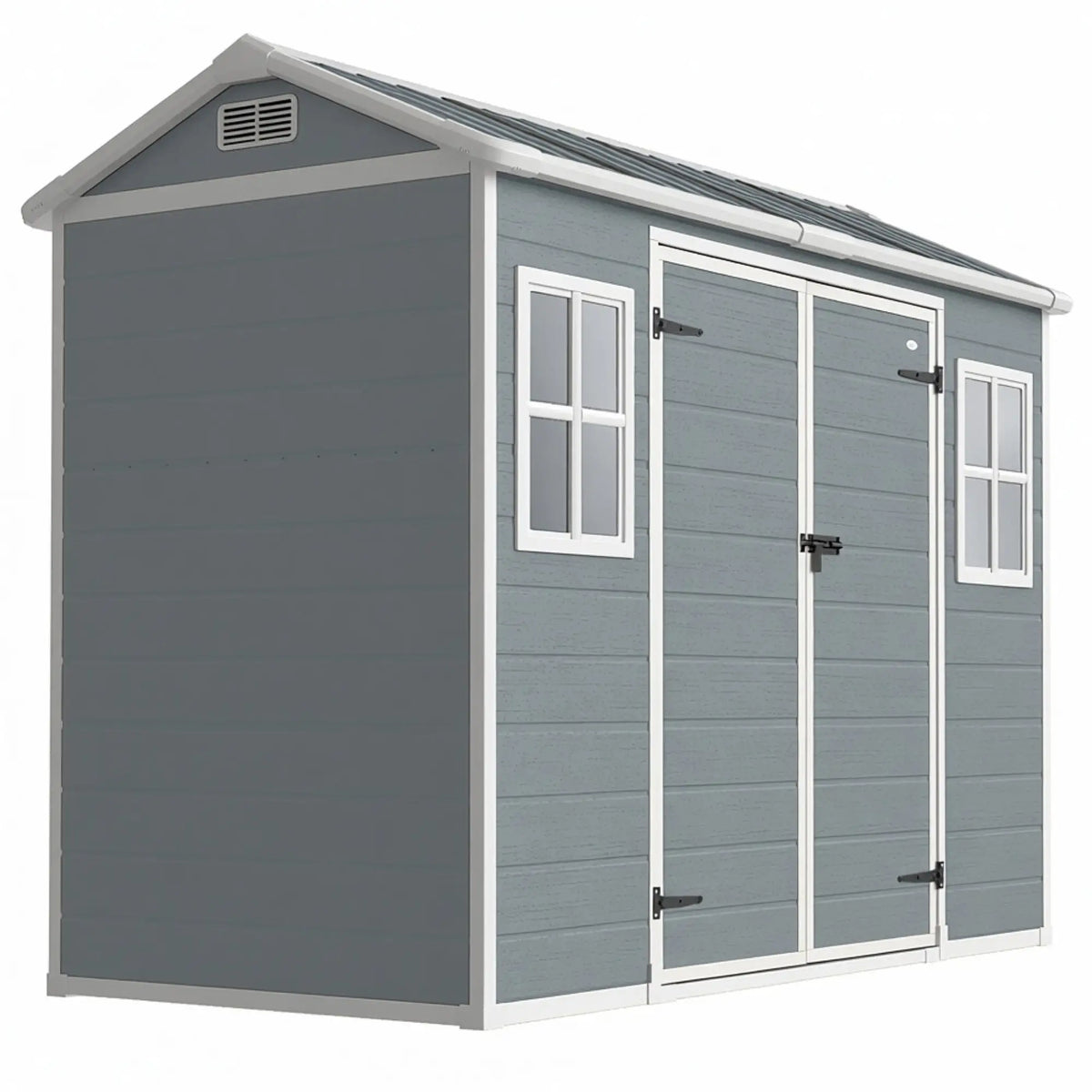 8 x 4 ft Plastic Garden Shed, Grey Wood-Effect Storage Shed, Grey Sheds Grey at Gallery Canada