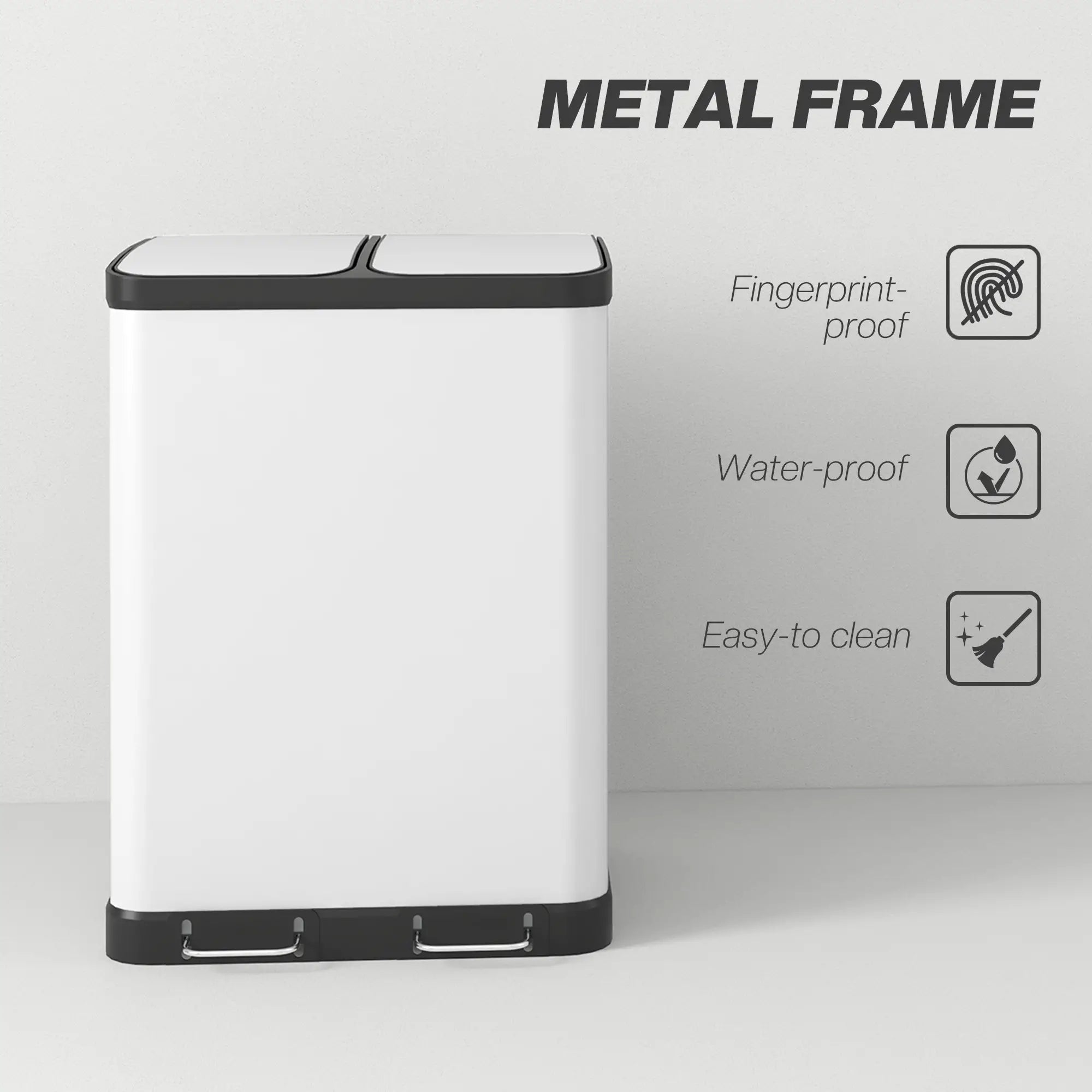 Kitchen Garbage Bin, 2 x 7.9 Gal, Soft-Close With Removable Buckets, White Small Kitchen Appliances at Gallery Canada