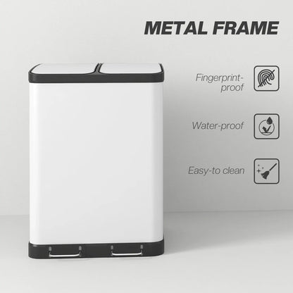 Kitchen Garbage Bin, 2 x 7.9 Gal, Soft-Close With Removable Buckets, White Small Kitchen Appliances at Gallery Canada