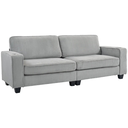 Three Seater Sofa, Fabric Couch with Spring Cushion, Cup Holders, Light Grey 3-Seater Sofas at Gallery Canada