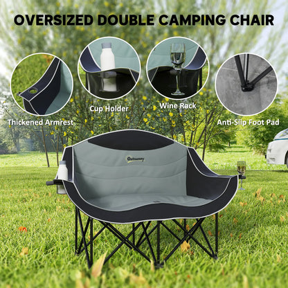 Double Camping Chair, Portable With Cup Holders, Carry Bag, 551 lbs, Black Picnic Tables & Camping Chairs at Gallery Canada