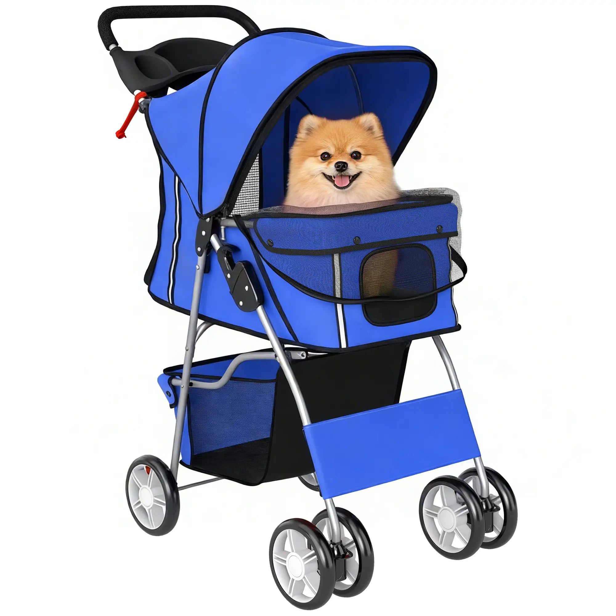 Foldable Pet Stroller, 360° Swivel Wheels, Reflective Strips, Blue Dog Bike Trailers & Strollers at Gallery Canada