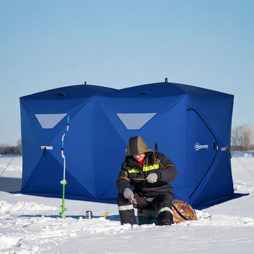 5-8 Person Pop-Up Ice Fishing Shelter, Portable Tent, Blue