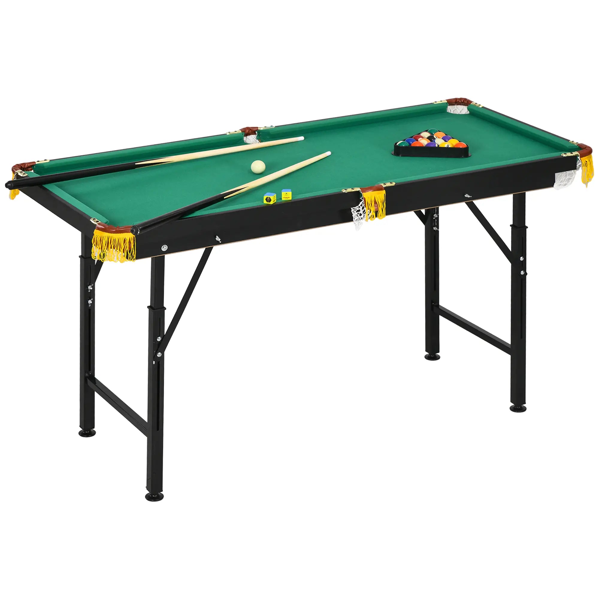 55 Folding Pool Table Set, Adjustable Height, 2 Cues, 16 Balls, Green Game Tables at Gallery Canada