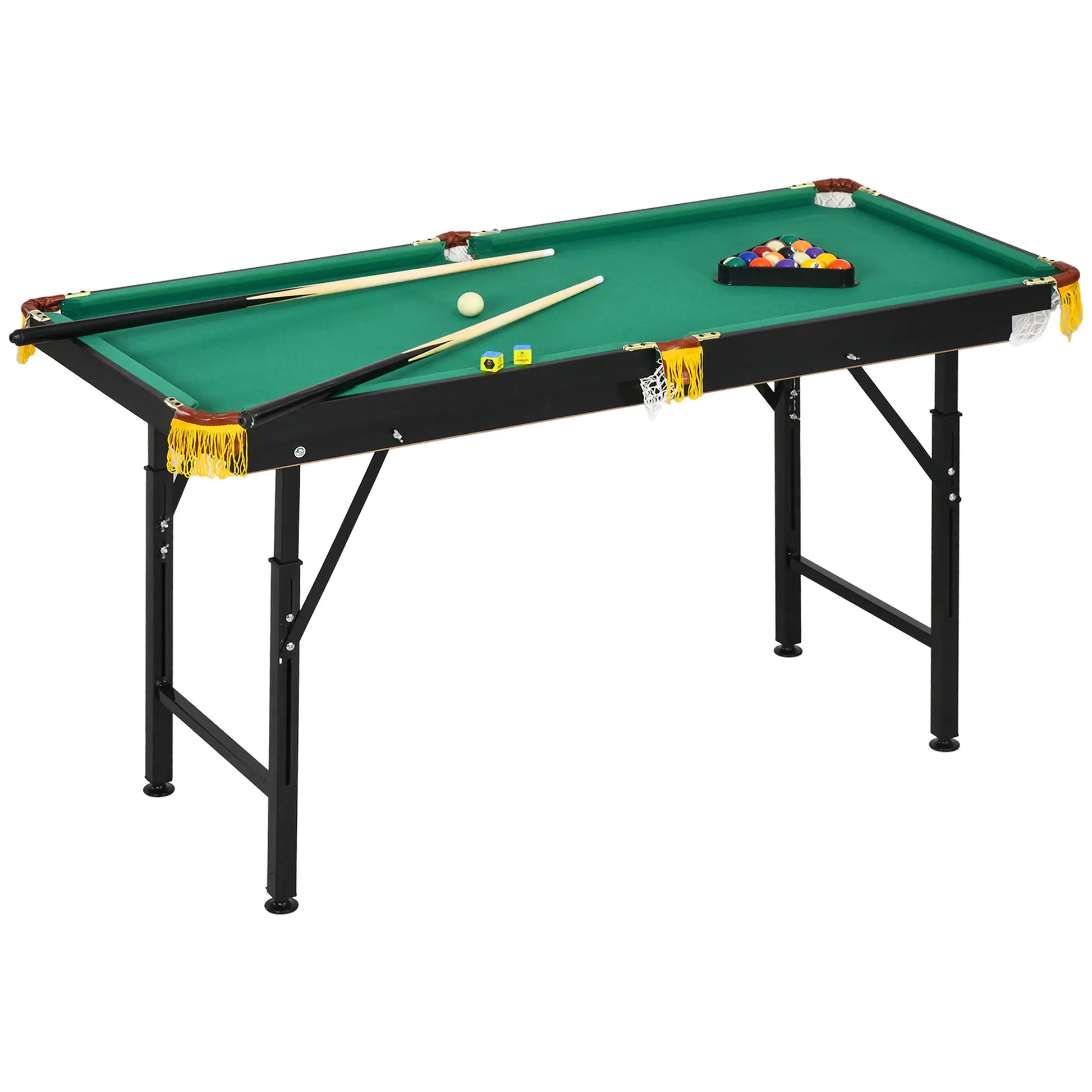 55 Folding Pool Table Set, Adjustable Height, 2 Cues, 16 Balls, Green Game Tables at Gallery Canada