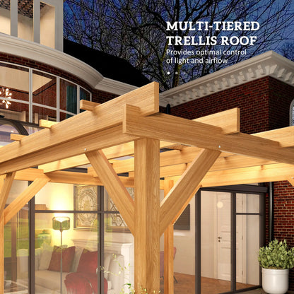 6.6' x 6.6' Wood Pergola, Outdoor Gazebo Grape Trellis, Dark Brown Pergolas at Gallery Canada