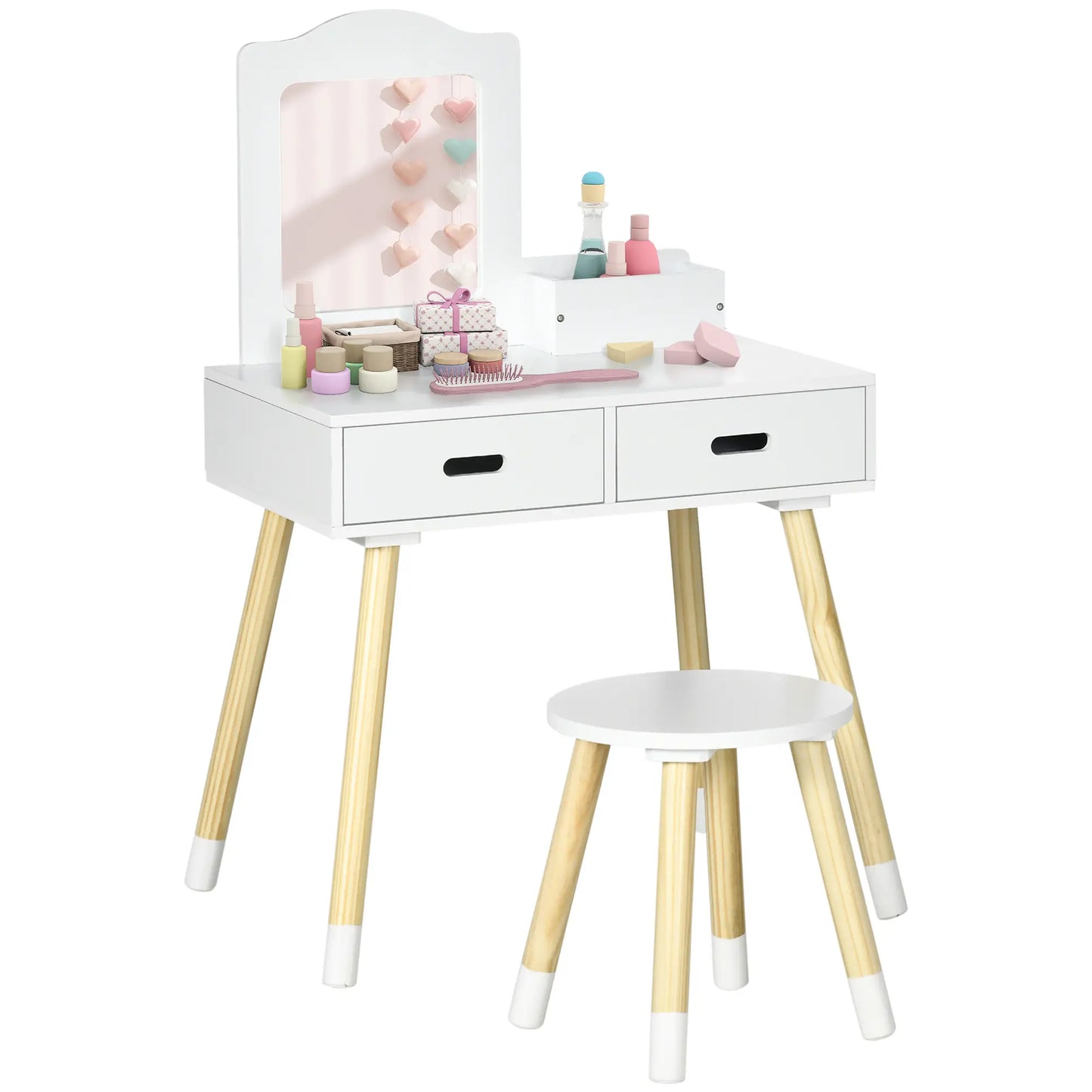 Kids Vanity Set With Mirror, Stool, Drawers, White Kids Bedroom Furniture at Gallery Canada