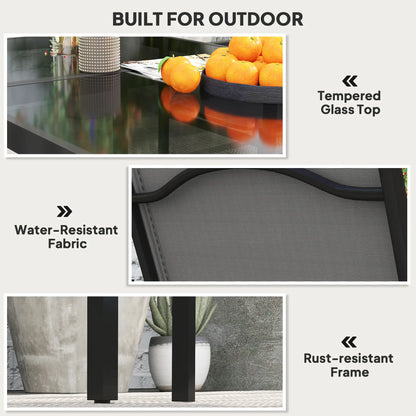 5 Piece Patio Dining Set, 4 Stackable Chairs, Tempered Glass Top Outdoor Dining Sets at Gallery Canada