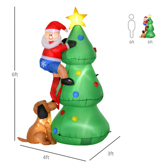 5.9ft Inflatable Christmas Tree, Santa Claus, Dog, LED Lights, Indoor, Outdoor, Home, Garden, Lawn, Decoration - Gallery Canada