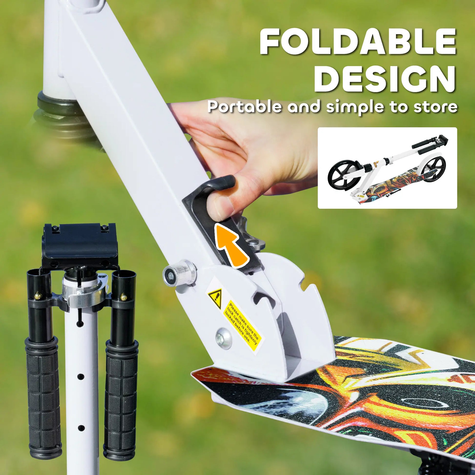 Kids Kick Scooter, Adjustable Height, Rear-Fender Brake, 200mm Wheel, Foldable, White Scooters at Gallery Canada