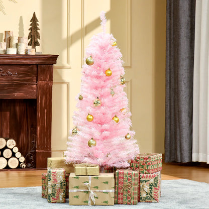 4FT Artificial Christmas Tree Holiday Xmas Holiday Pencil Tree Decoration with Automatic Open for Home Party, Pink Artificial Christmas Trees at Gallery Canada
